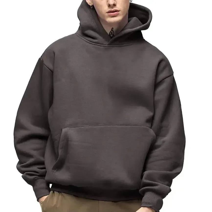 DIY Custom Your Brand LOGO 500GSM Heavy Weight New Autumn Winter Casual Thick Cotton Men's Top Solid Color Hoodies Sweatshirt