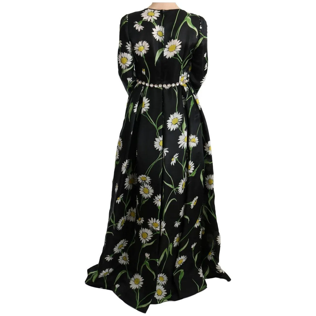 Dolce & Gabbana Elegant Sunflower Maxi Gown with Crystals