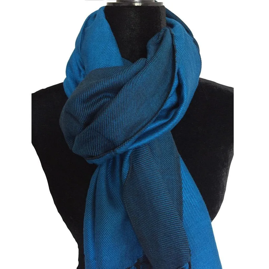 Double-faced Diagonal Shawl - Blue & Black