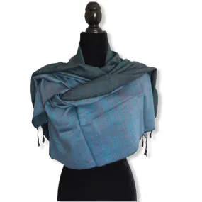 Double-faced Diagonal Shawl - Turquoise & Fuchsia