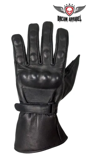 Dream Apparel Men's Leather Gauntlet Gloves With Hard Knuckle Protector