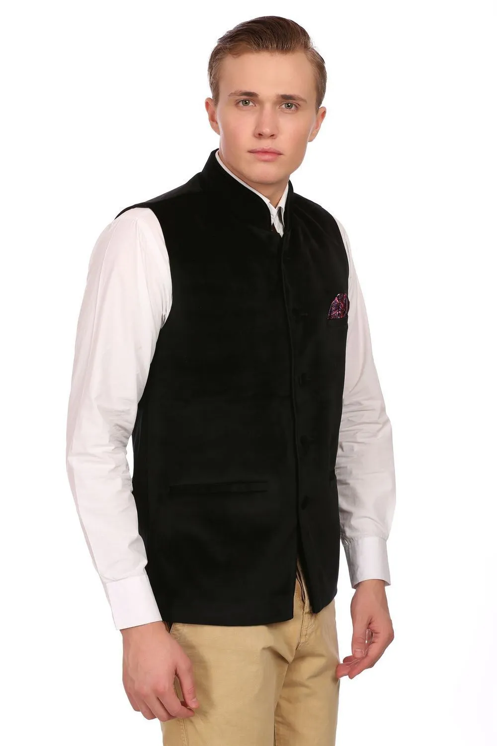 Dust Free Cotton Velvet Black Modi Nehru Jacket