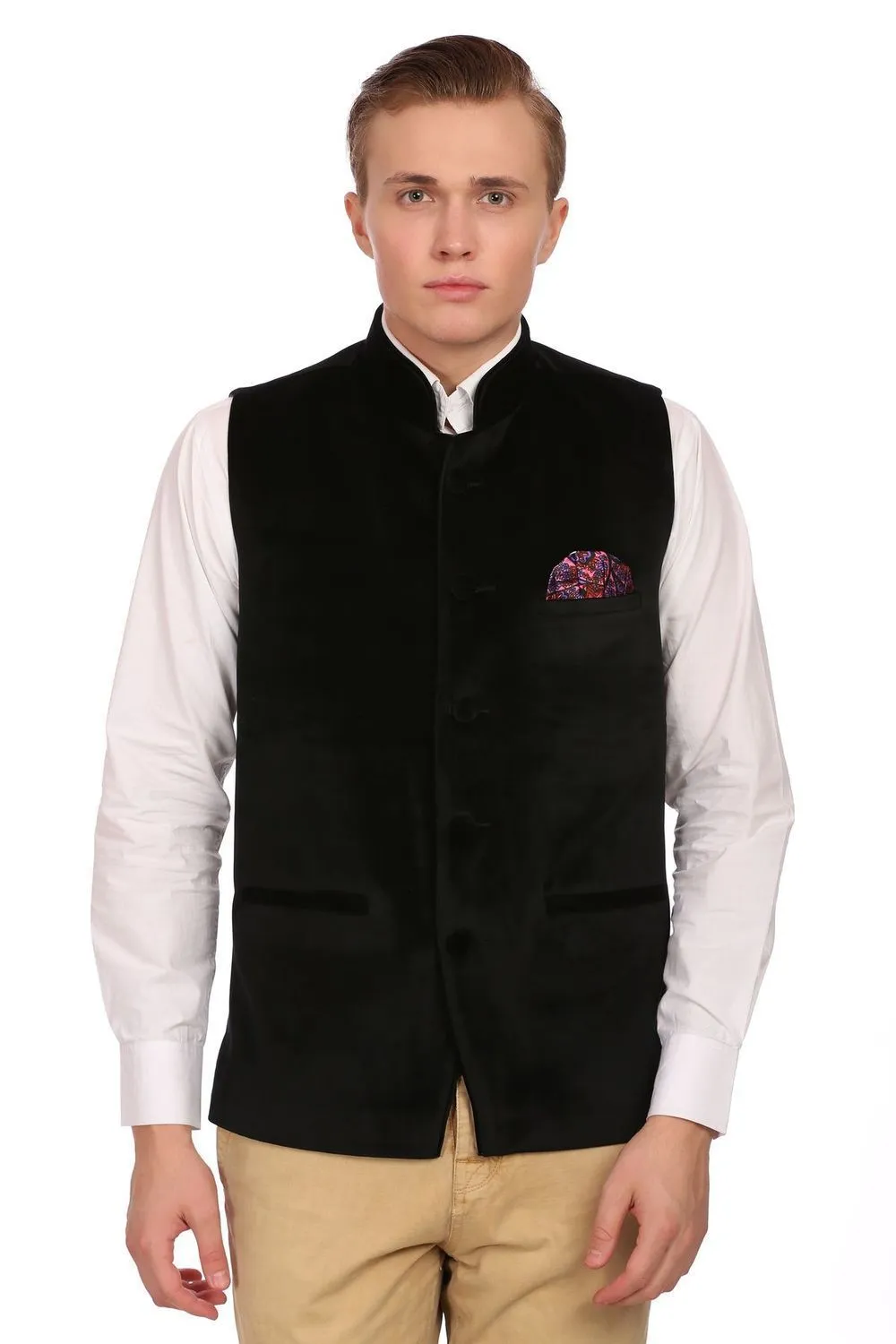 Dust Free Cotton Velvet Black Modi Nehru Jacket