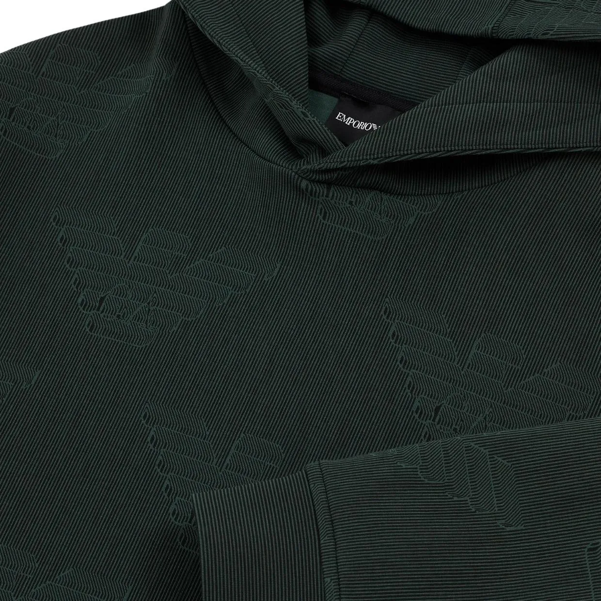 Emporio Armani Kids All-Over Eagle Logo Green Hoodie