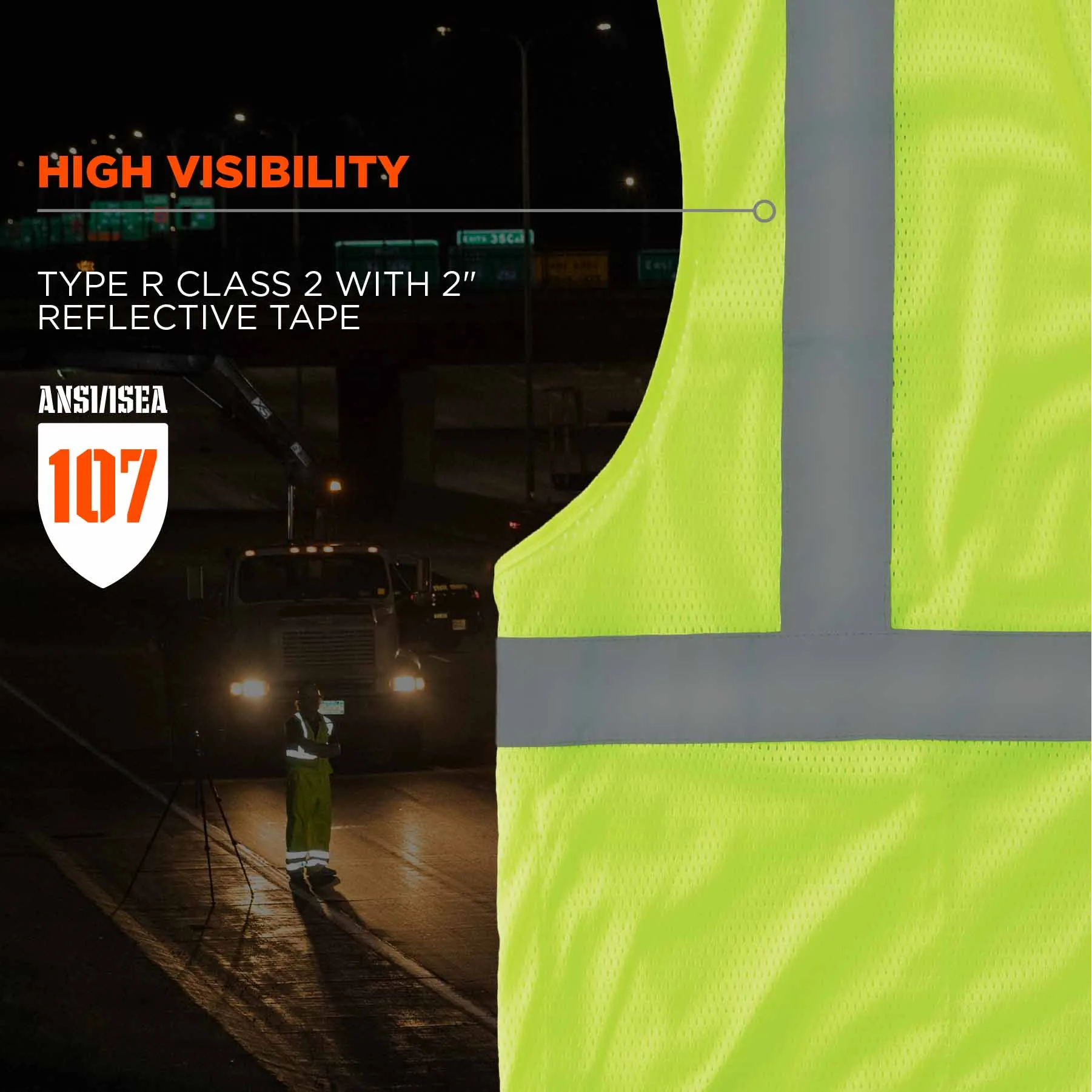 Ergodyne 24524 8210HL-S L Lime Class 2 Economy Mesh Vest - Single Size