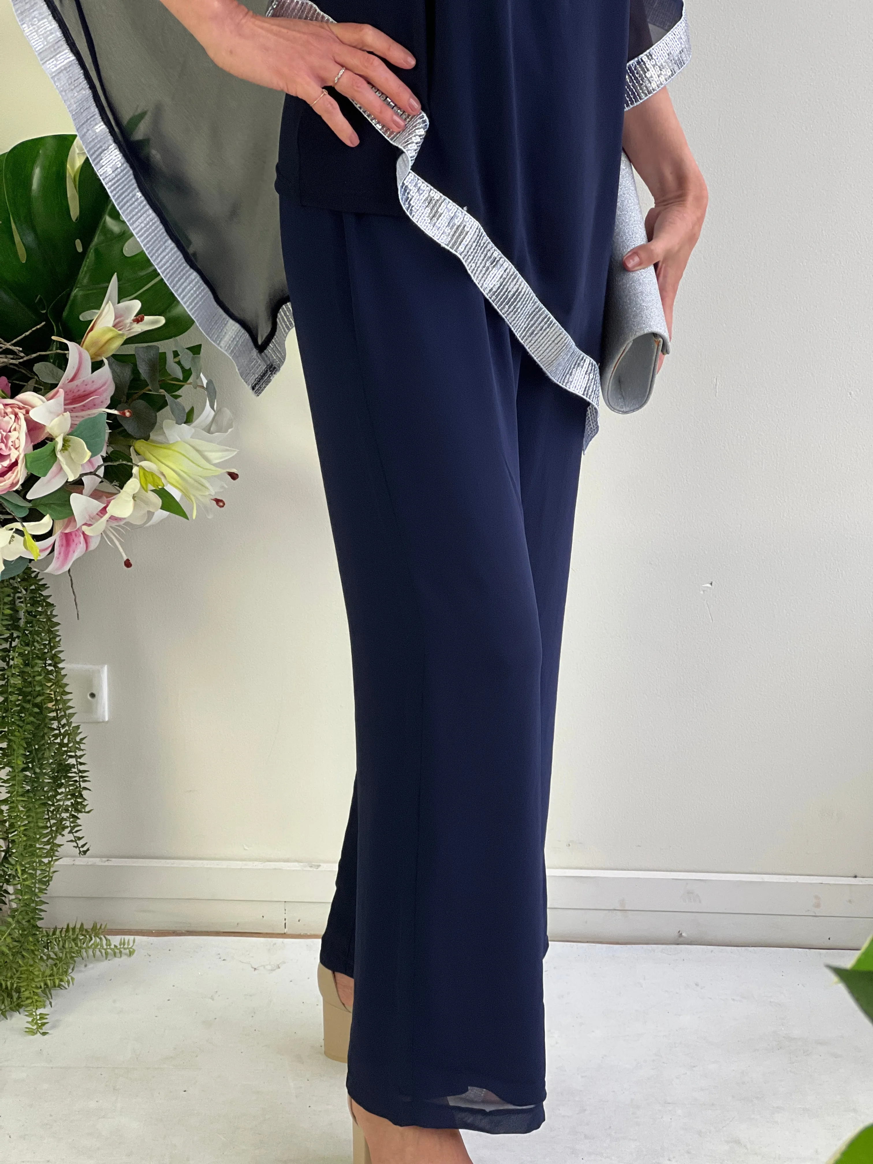 Faith Navy Chiffon Pants