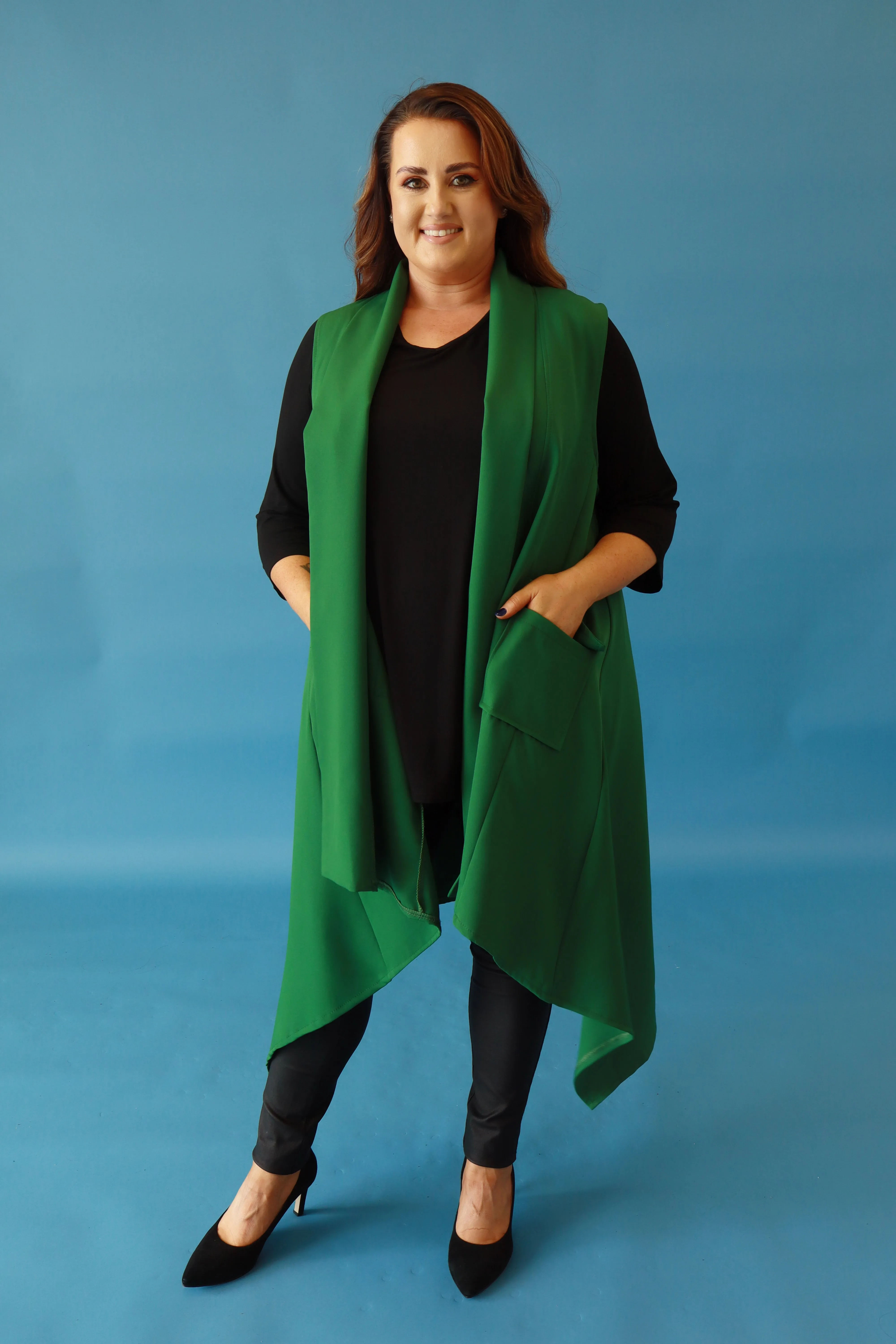 Faye Longline Green Waistcoat