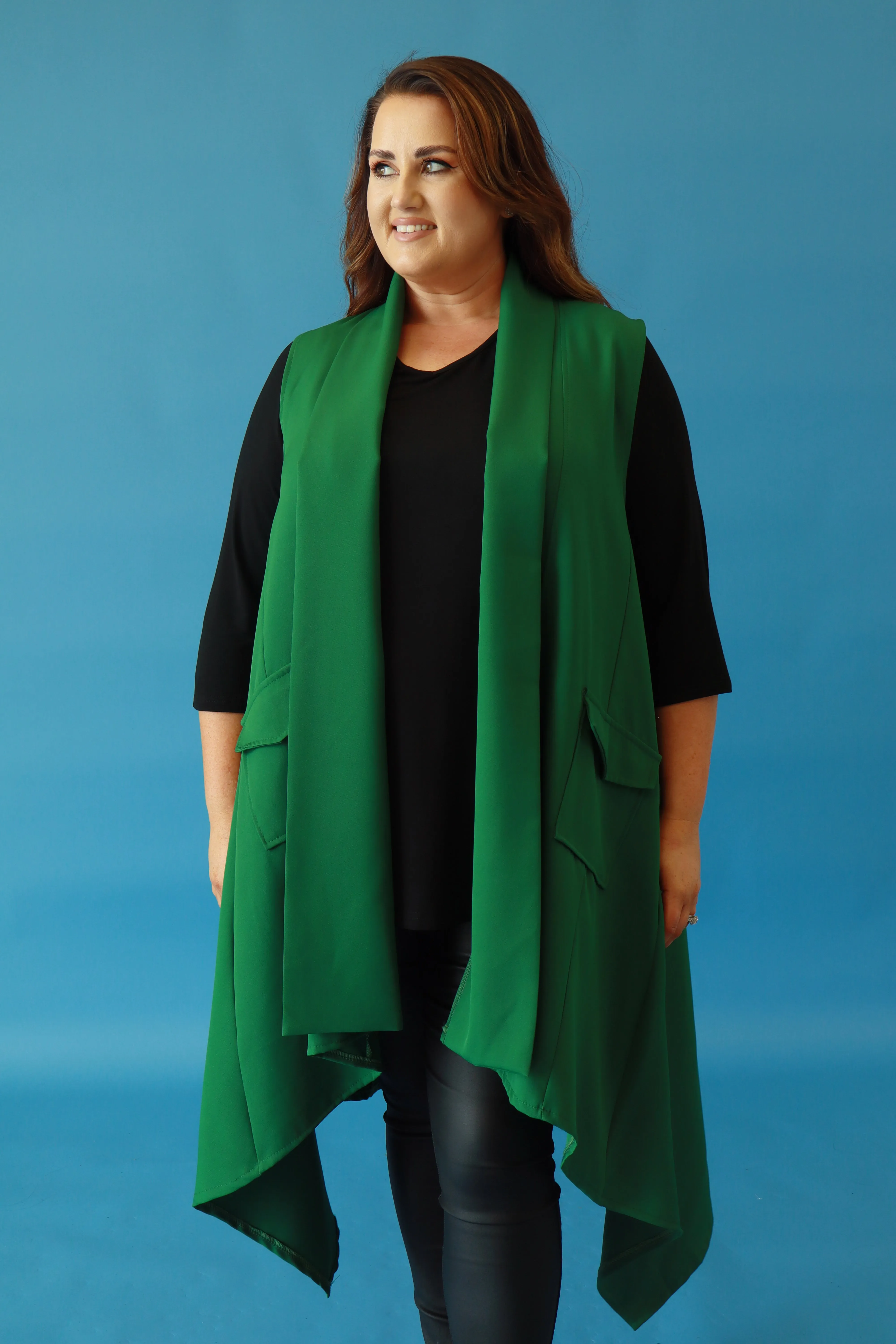 Faye Longline Green Waistcoat