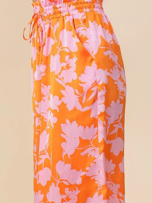 Feeling Tropical Flowy Wide Leg Pants with Drawstring Waist