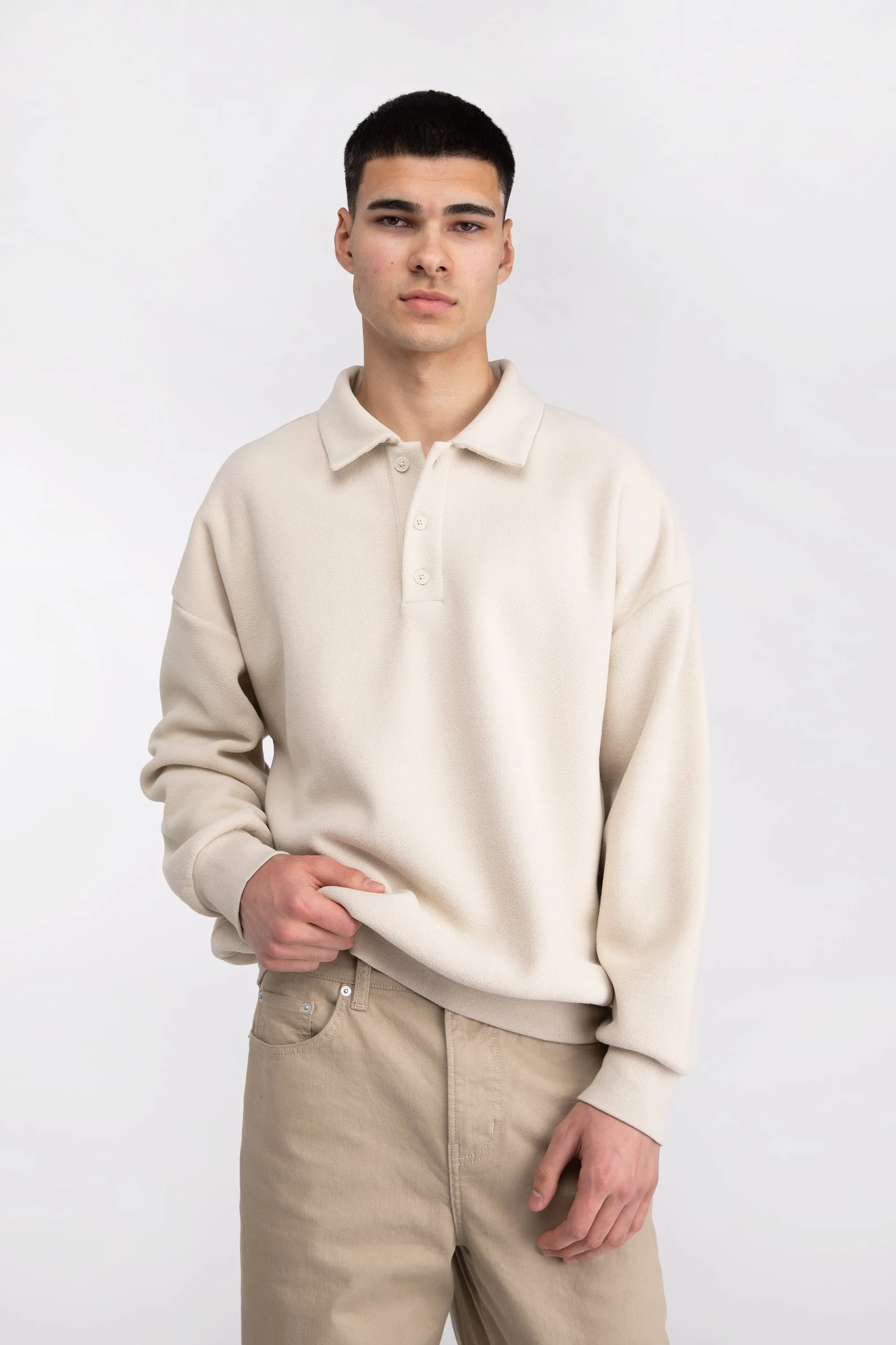 FLEECE POLO SWEATER