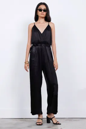 FLEUR BELTED SILKY JUMPSUIT