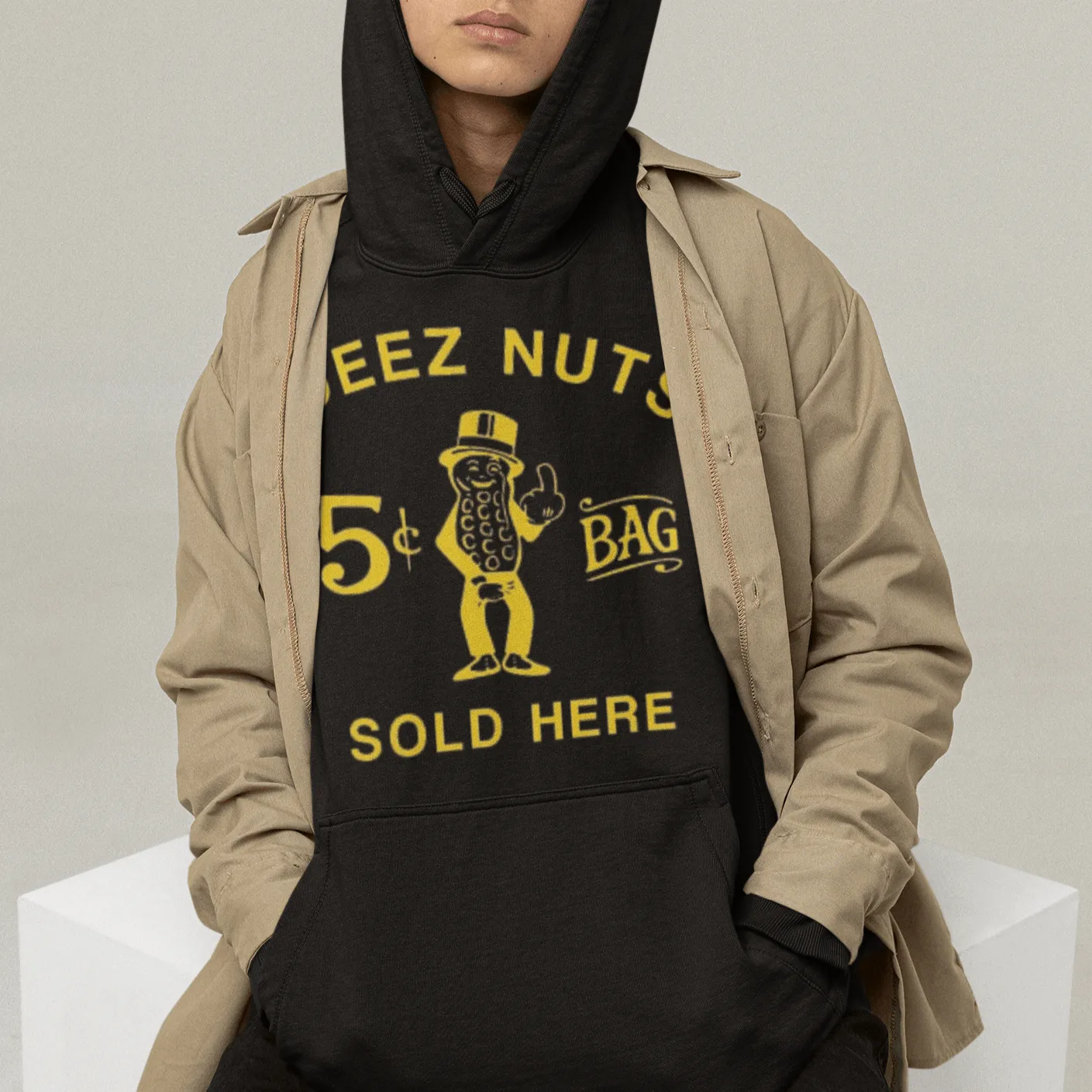 Funny Famous Logo Hoodie Deez Nuts Sold Here Blended Cotton Unisex Pullover