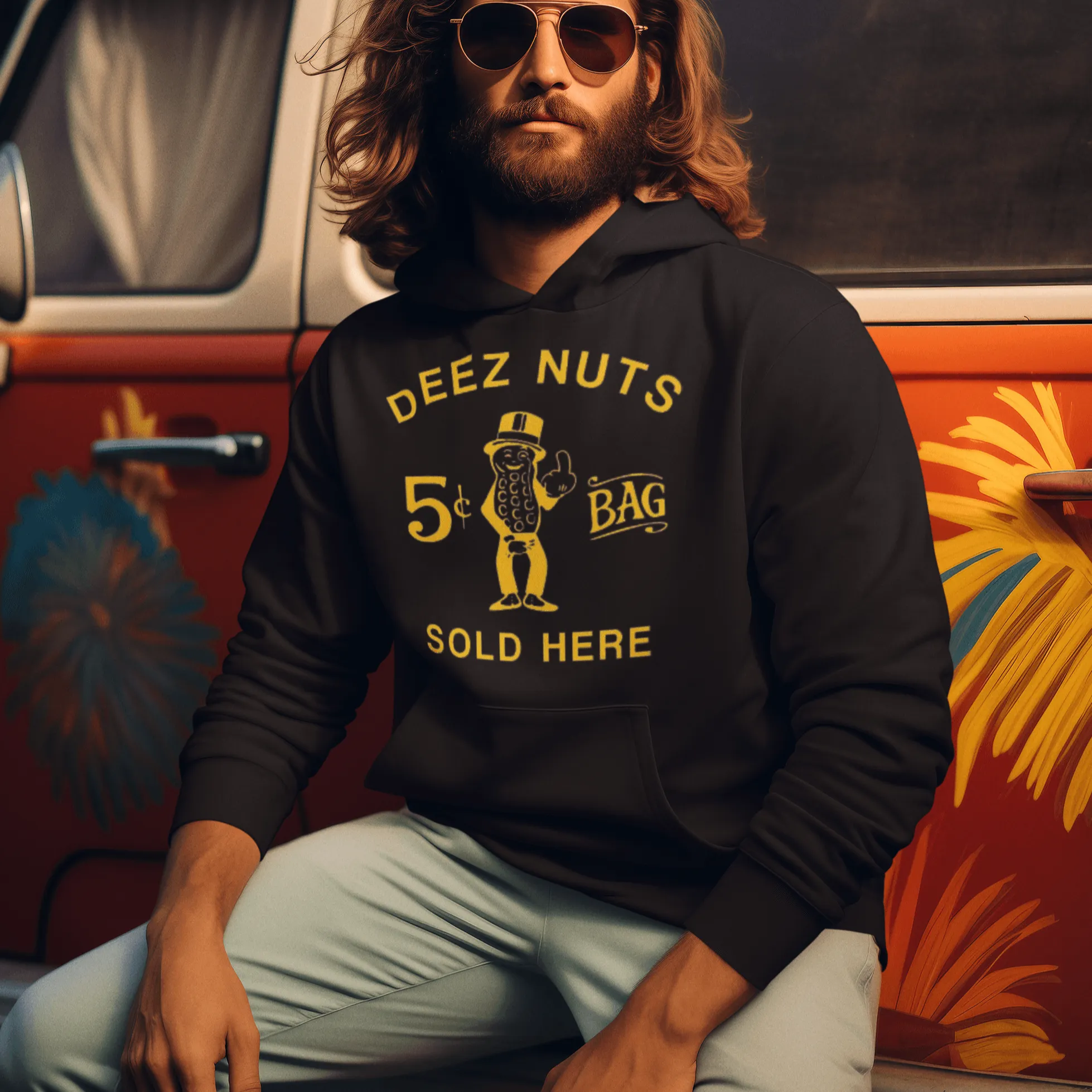 Funny Famous Logo Hoodie Deez Nuts Sold Here Blended Cotton Unisex Pullover