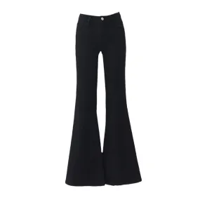 Girlary-shop 90s fashion American-Style Black Thin Velvet Skinny Jeans for Women 2024 Autumn and Winter New Low Waist Wide Leg Slimming Versatile Flared Pants