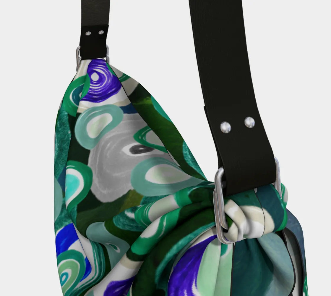 Green Abstract Ocean Glass Disc Hobo Scarf Bag