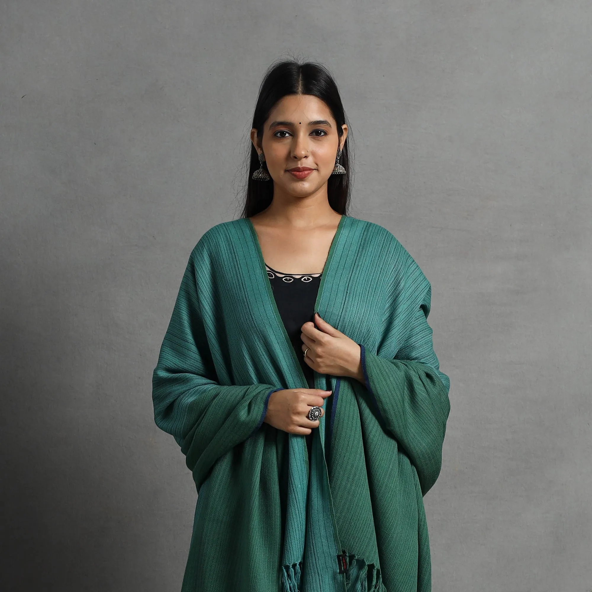 Green - Kumaun Handwoven Pure Merino Wool Shawl for Women 129