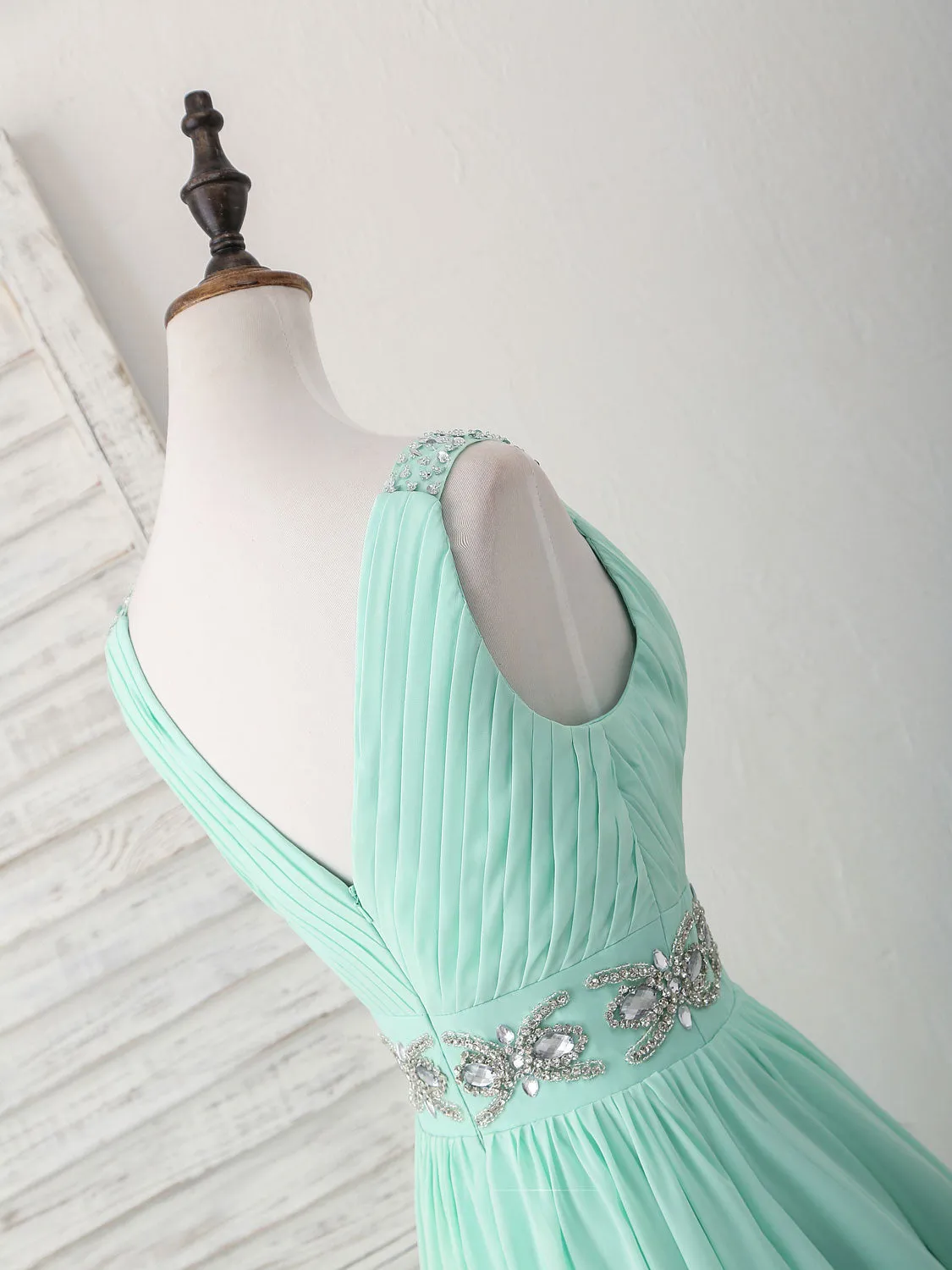 Green V Neck Chiffon Short Prom Dress Green Homecoming Dress