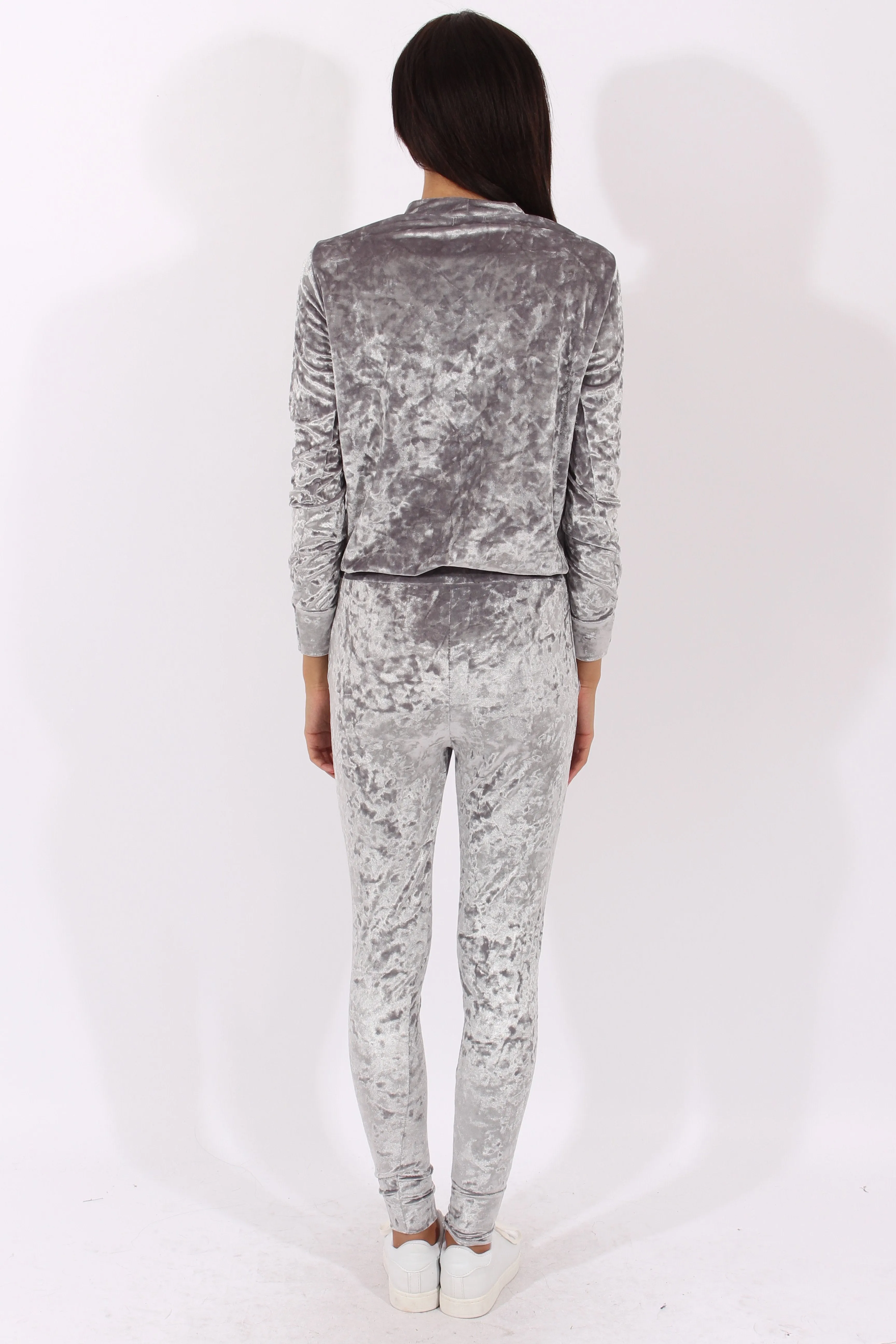 Grey Crushed Velvet Tracksuit - Romy