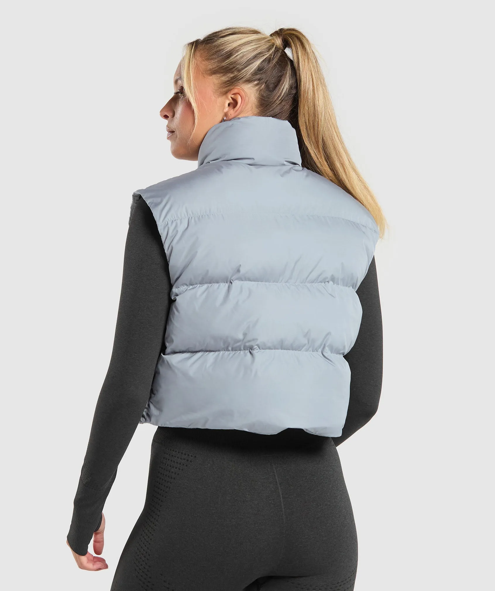 Gymshark Cropped Midi Gilet - Denim Grey