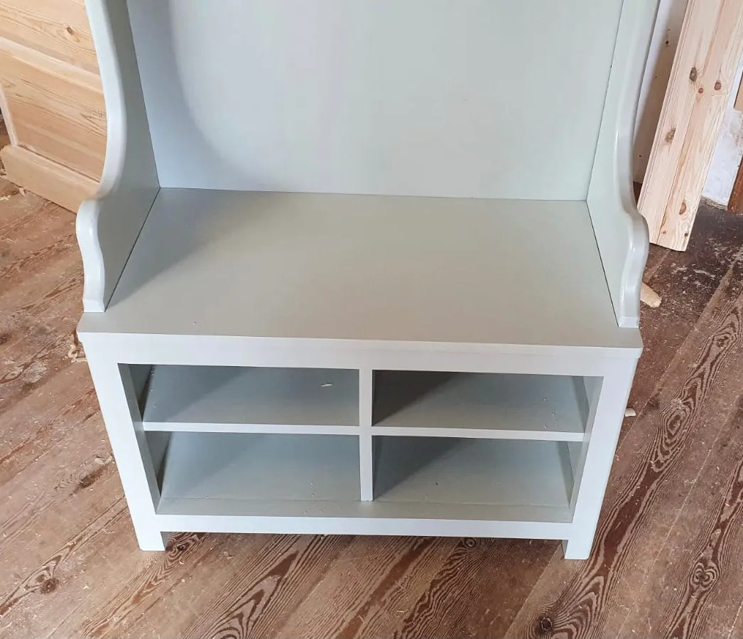 **Hall Bench with Coat Hooks, Shelf and Shoe Cubby Hole compartment (Monks Bench)