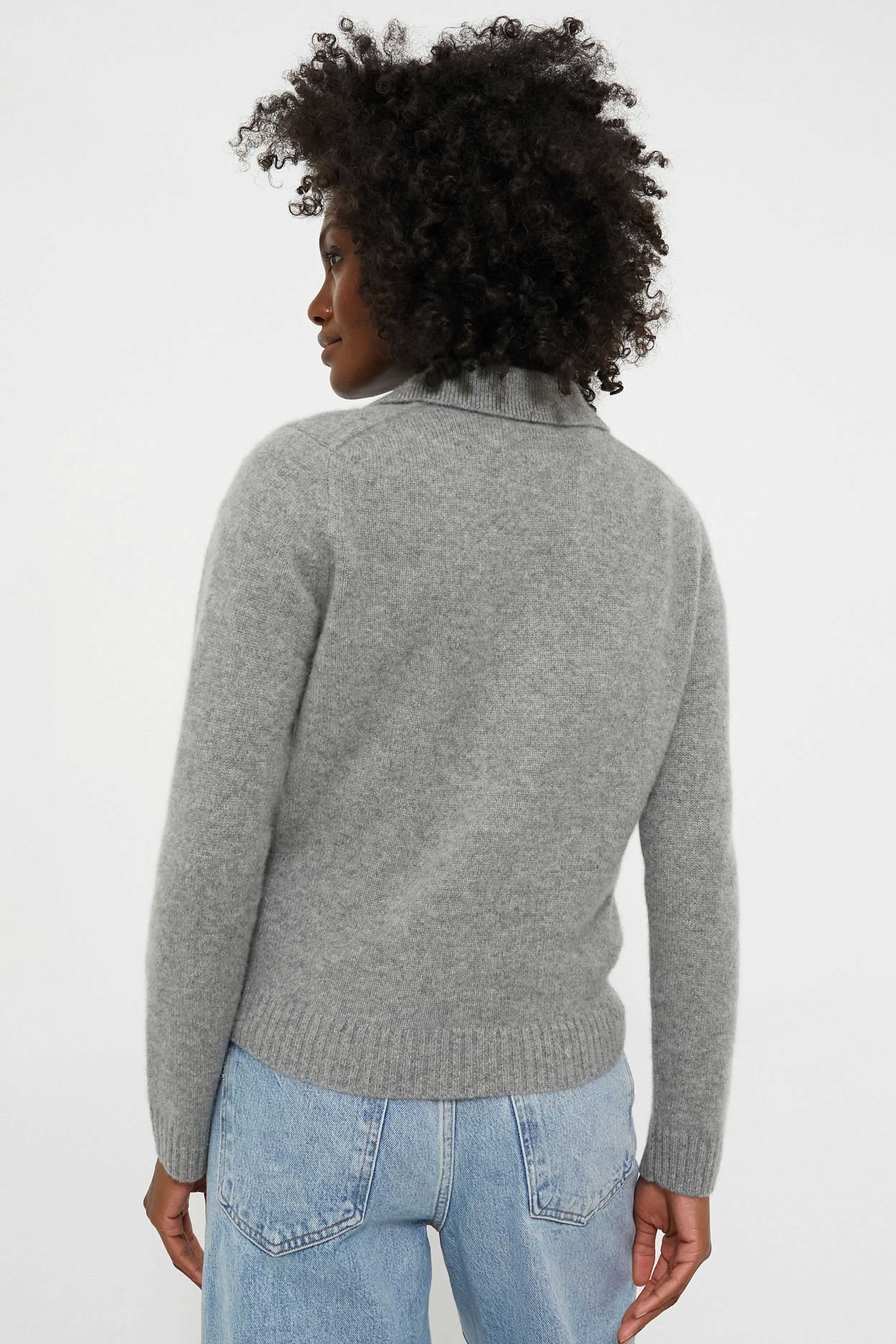 Heather Grey Cashmere Alice Polo Sweater