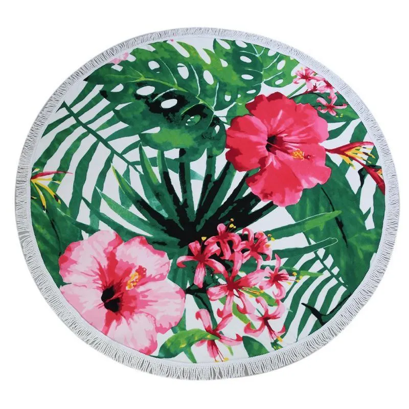 Hibiscus Round Beach Towel