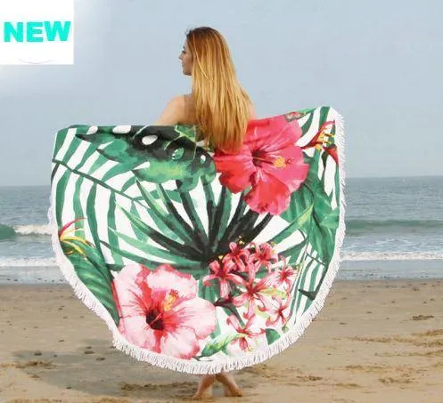 Hibiscus Round Beach Towel