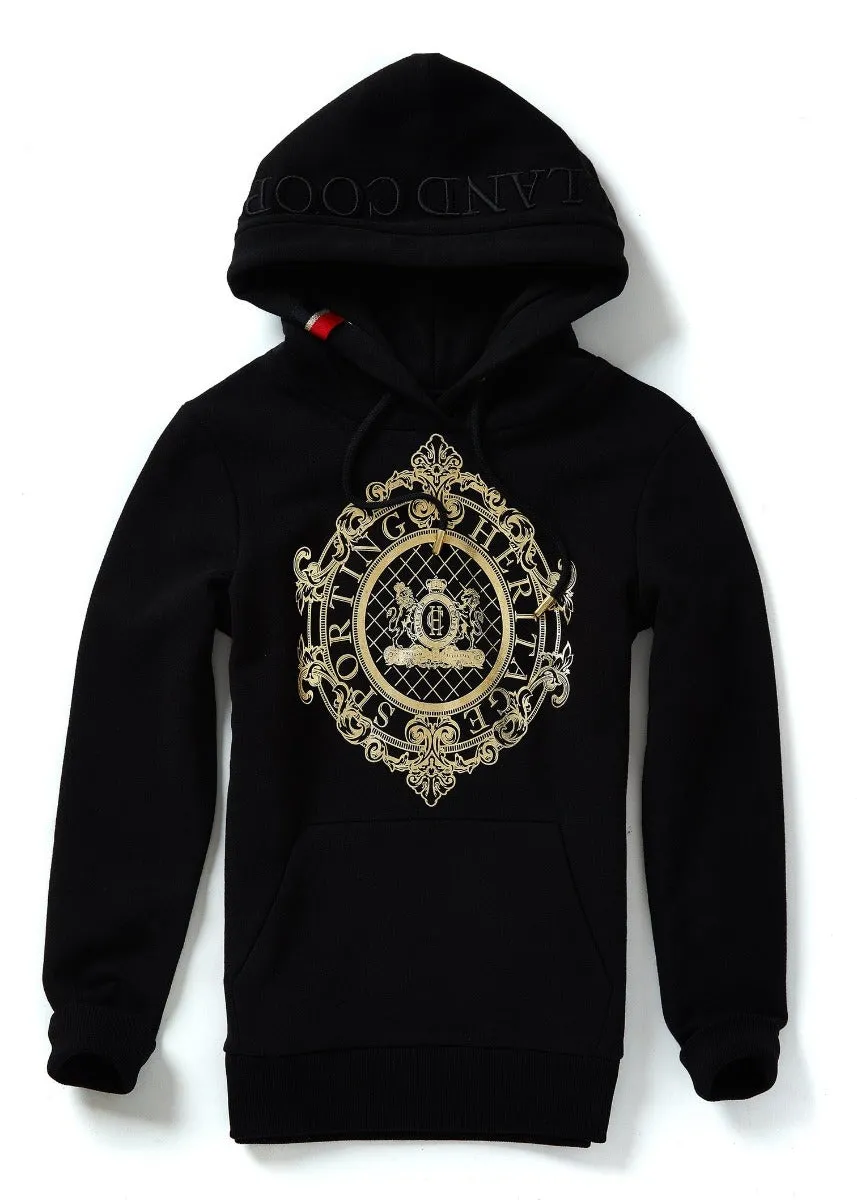 Holland Cooper Ornate Crest Hoodie in Black