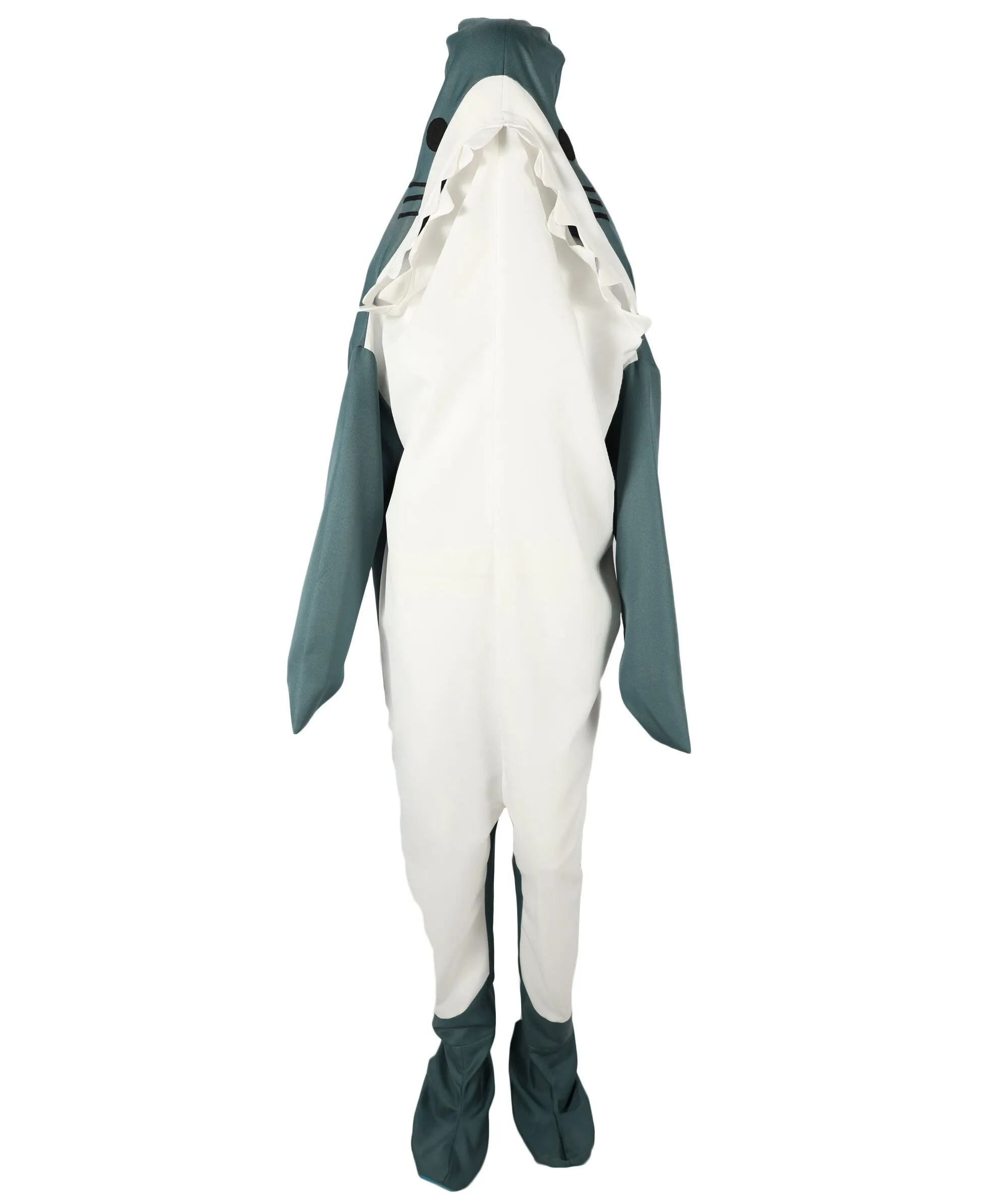 HPO Adult White and Blue Shark Blanket Hoodie Onesie I Perfect for Halloween I Flame-retardant Synthetic Fabric