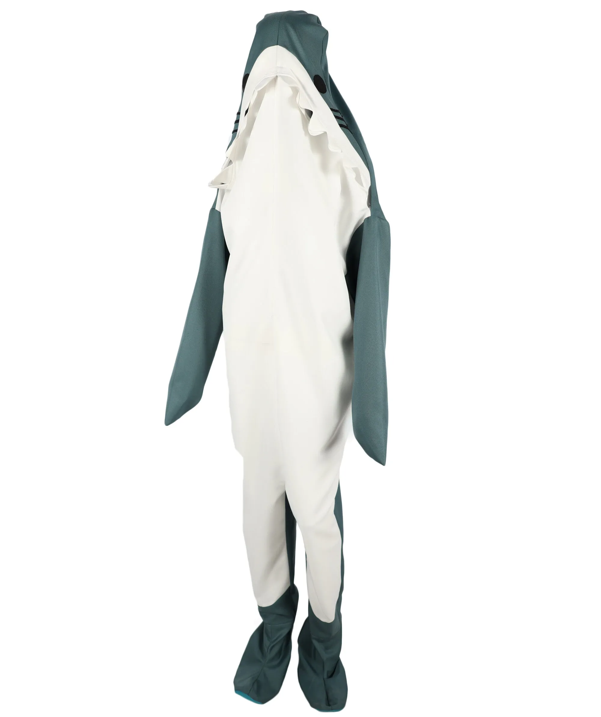 HPO Adult White and Blue Shark Blanket Hoodie Onesie I Perfect for Halloween I Flame-retardant Synthetic Fabric