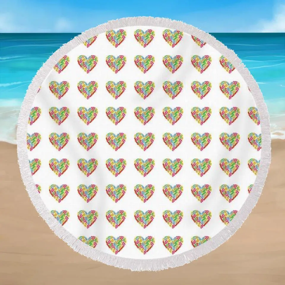 I Love Flip Flops Round Beach Towel