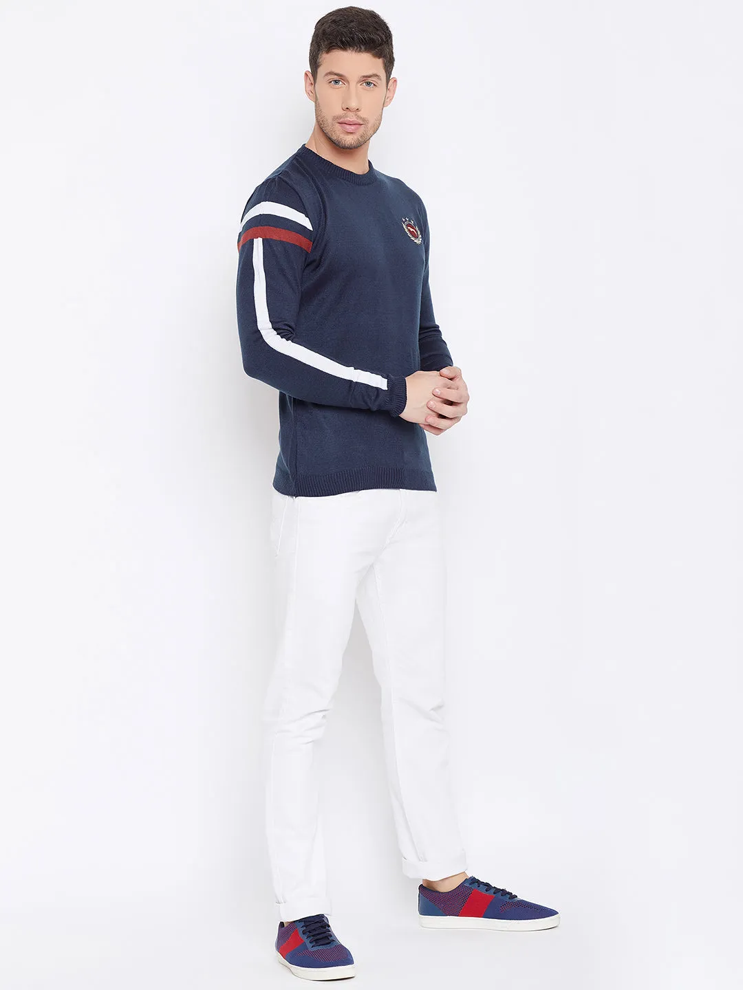 JUMP USA Men Navy Blue Casual Sweaters