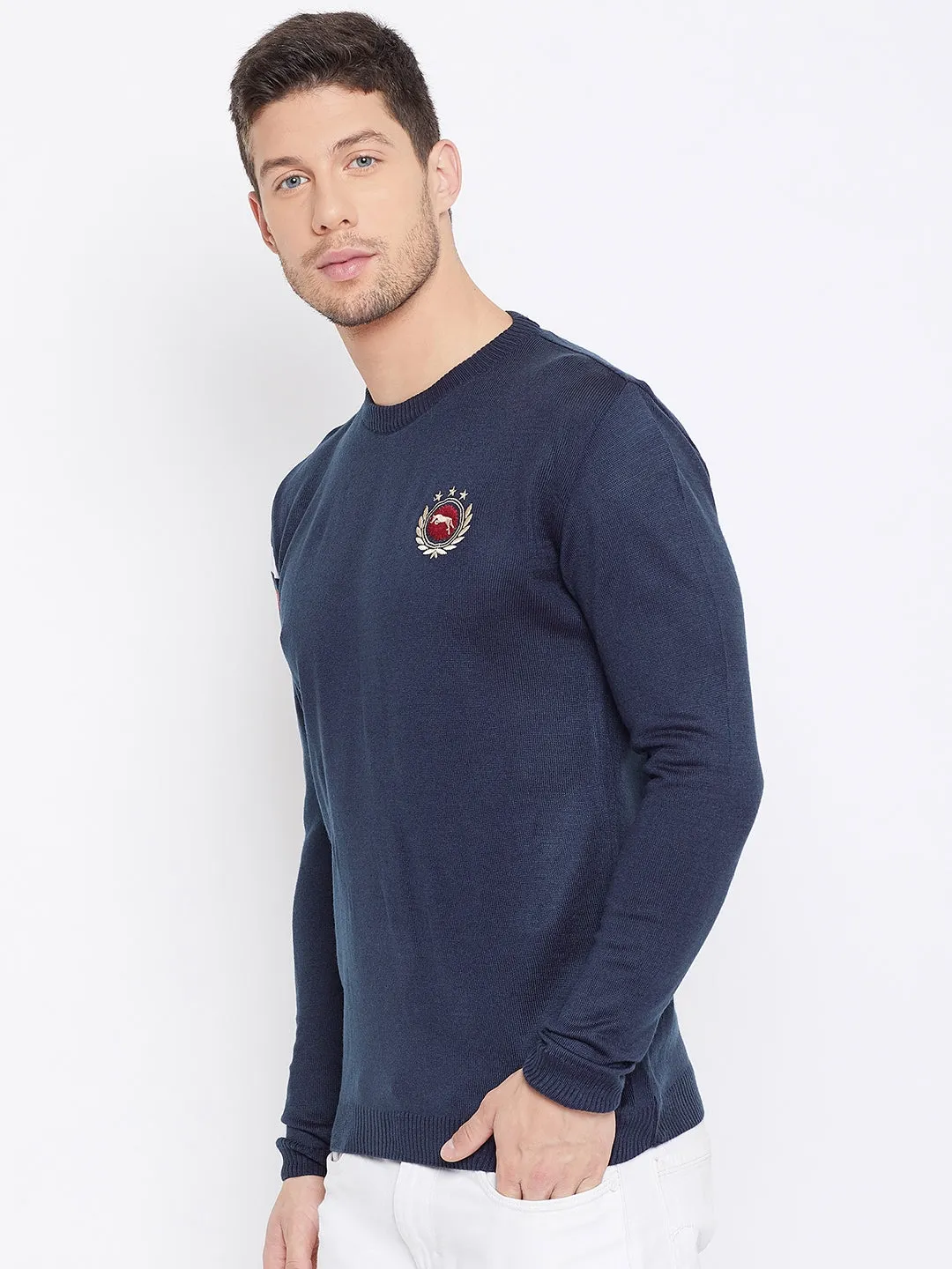 JUMP USA Men Navy Blue Casual Sweaters