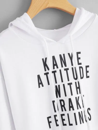 Kanye attitude with drake feeling pullover crop hoodie sweater