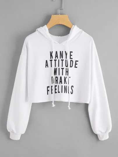 Kanye attitude with drake feeling pullover crop hoodie sweater