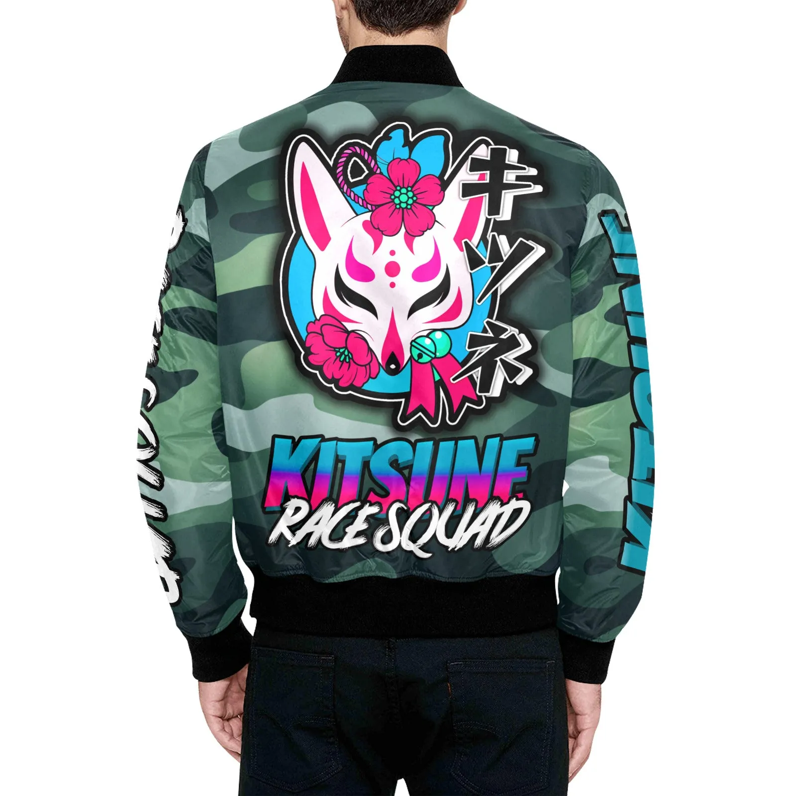 Kitsune Green Camo Bomber Jacket