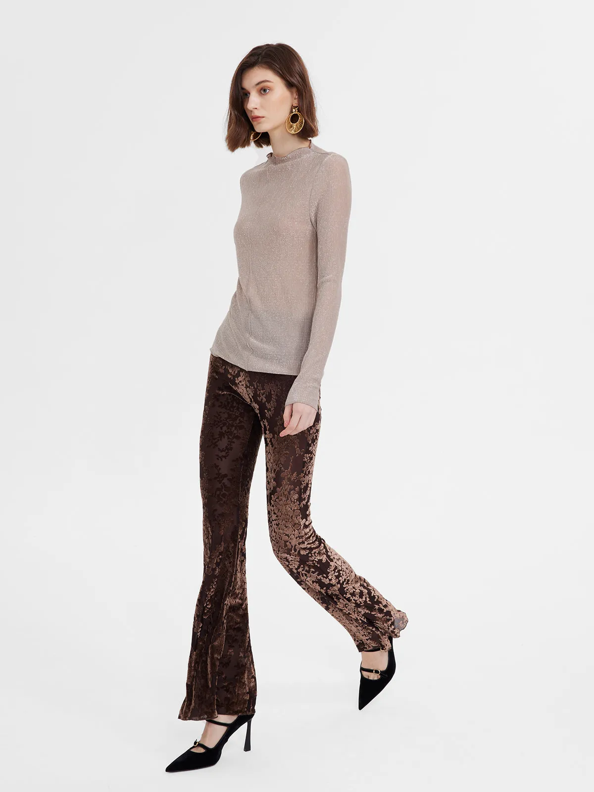 Lace Velvet Flared Pants