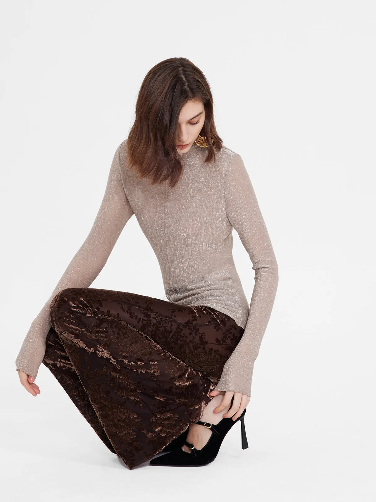 Lace Velvet Flared Pants