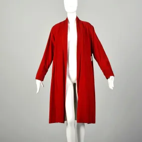 Large 1950s Red Swing Coat Velvet Clutch Front Holiday Evening Cocktail