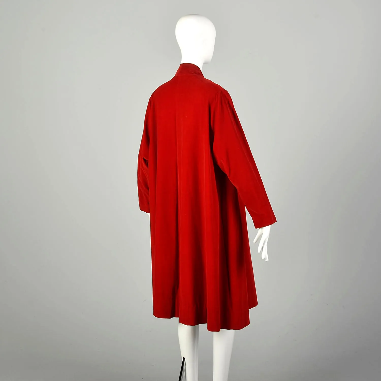 Large 1950s Red Swing Coat Velvet Clutch Front Holiday Evening Cocktail