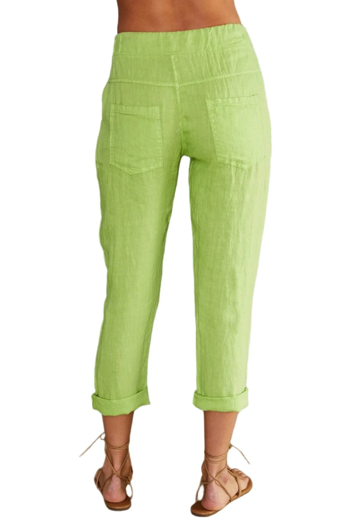 Lime pants in 100% Italian Linen