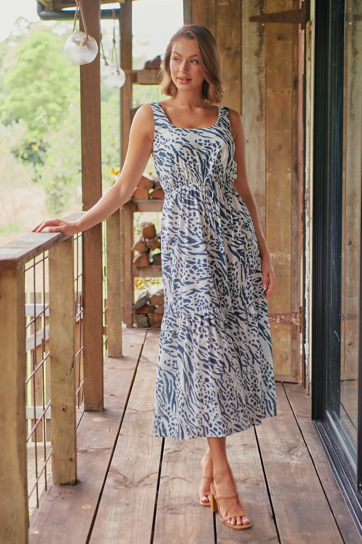 Mallory Blue Animal Print Maxi Dress