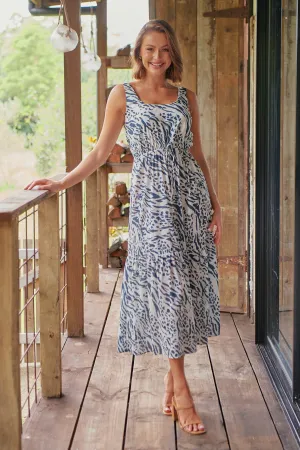 Mallory Blue Animal Print Maxi Dress