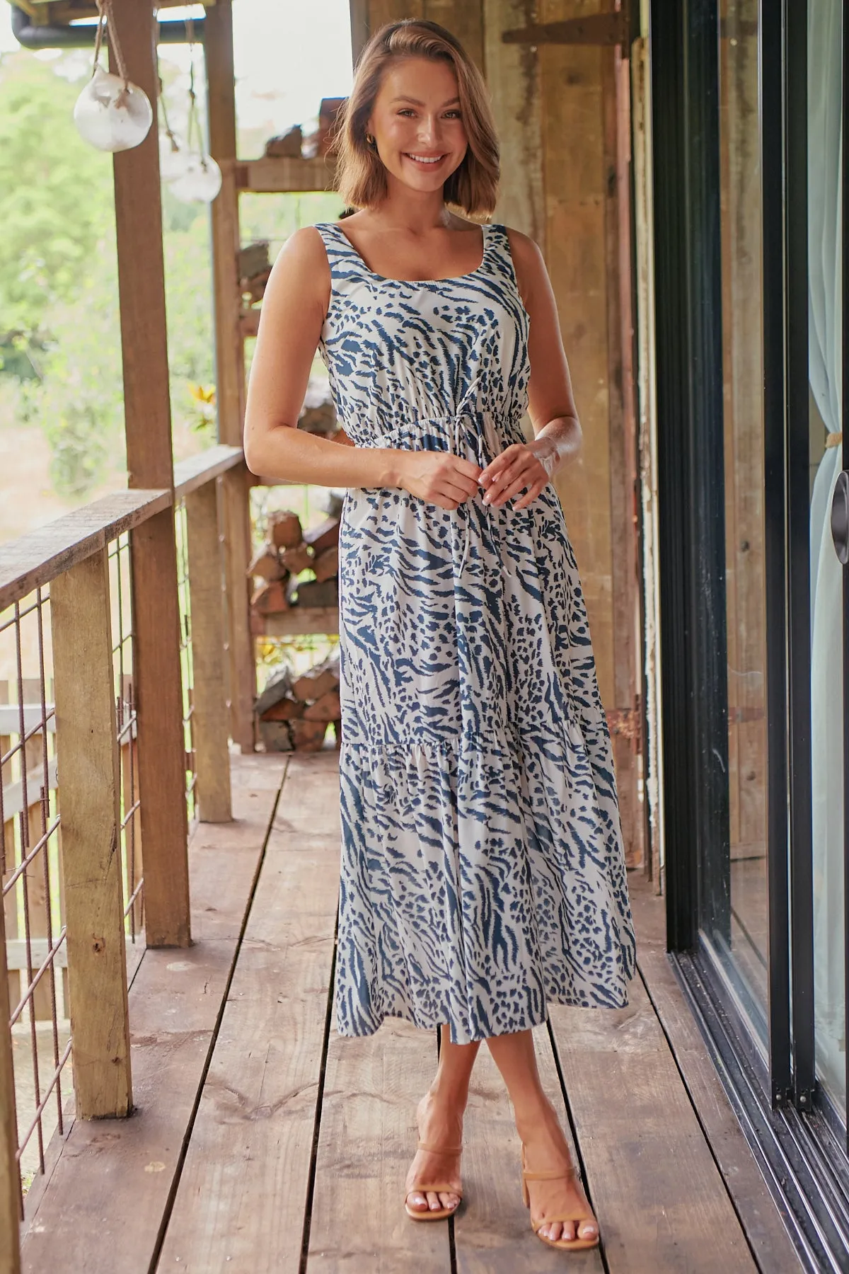 Mallory Blue Animal Print Maxi Dress