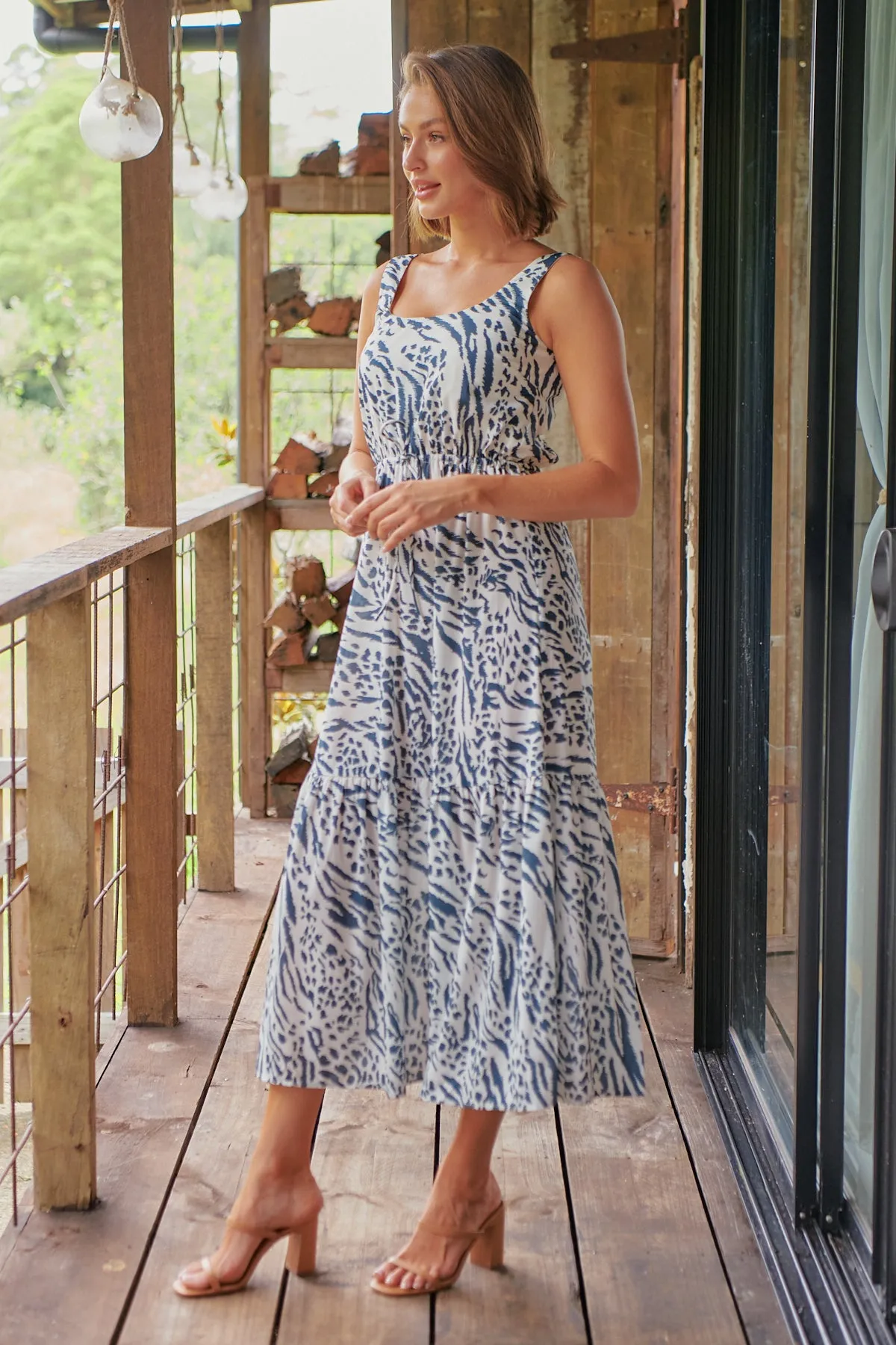 Mallory Blue Animal Print Maxi Dress