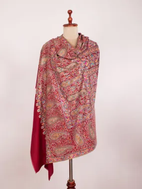 Maroon Sozni Bridal Jamavar Pashmina Shawl