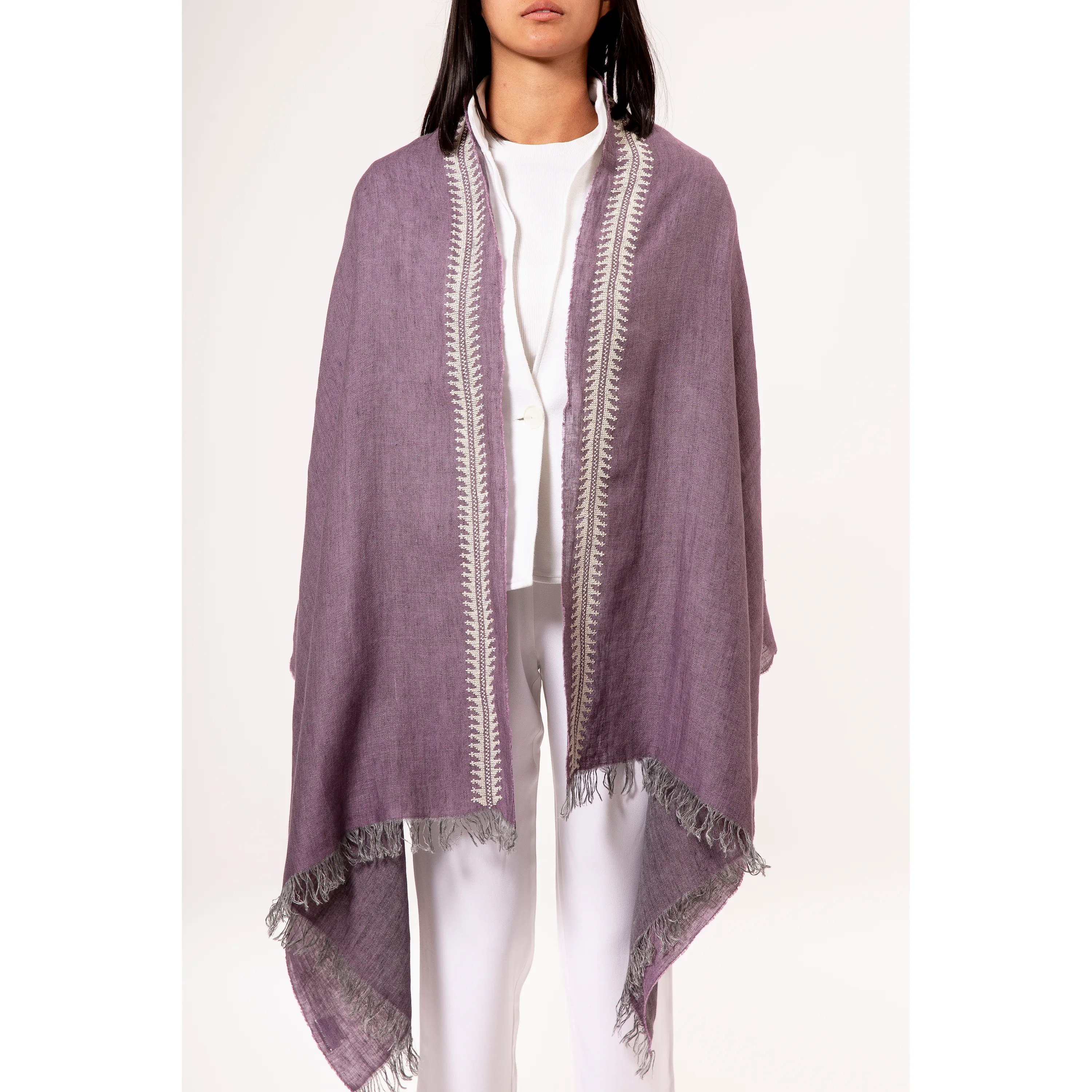 MAUVE LINEN SHAWL MARY MAGDALENE