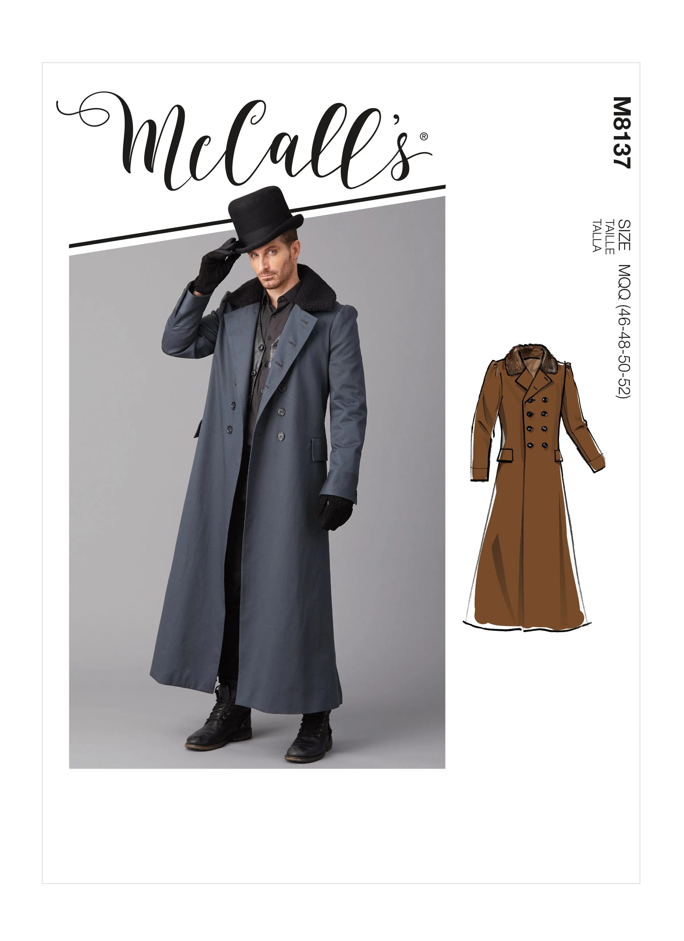 McCall's 8137 COSTUME |  Men's Overcoat Pattern