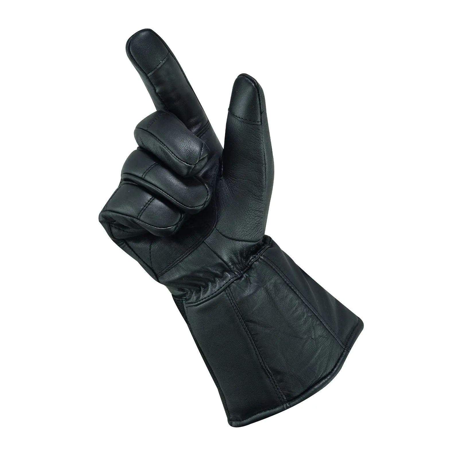 Men Genuine Sheep Leather Biker Gloves With Thinsulate Liner - Black