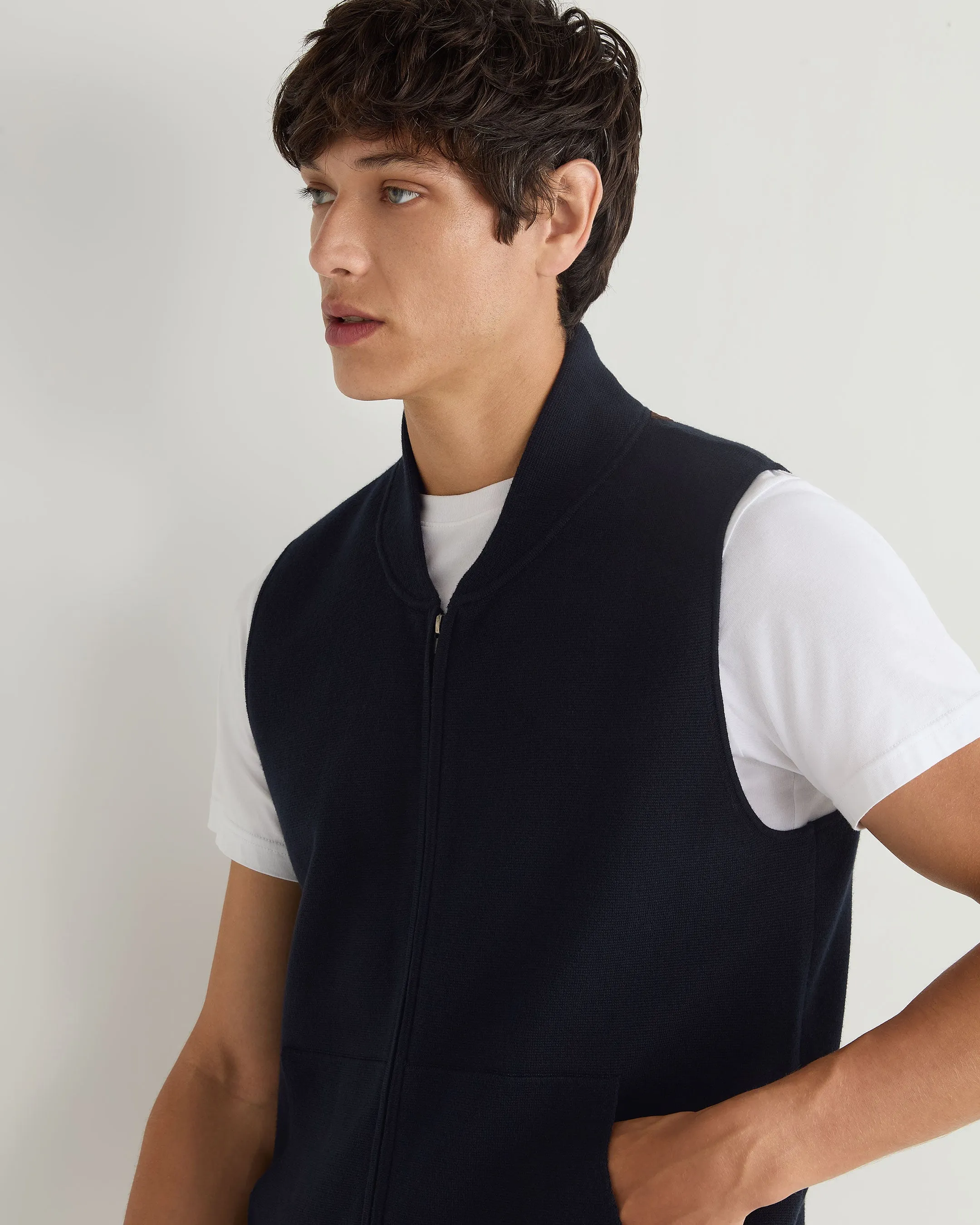 Men's Cotton Blend Gilet Navy Blue